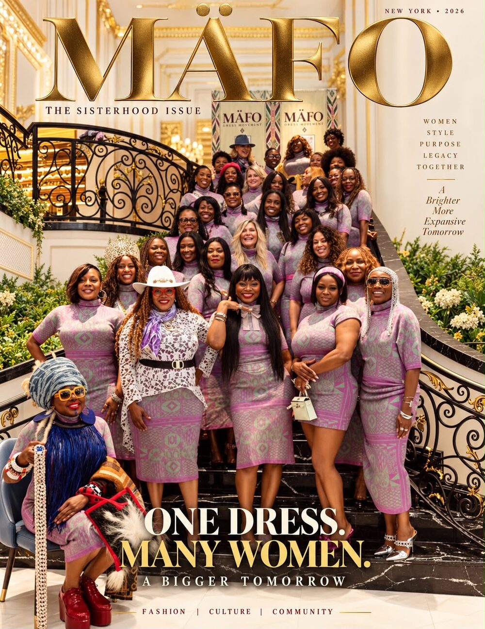 MÄFO editorial cover: One Dress. Many Women. A Bigger Tomorrow.